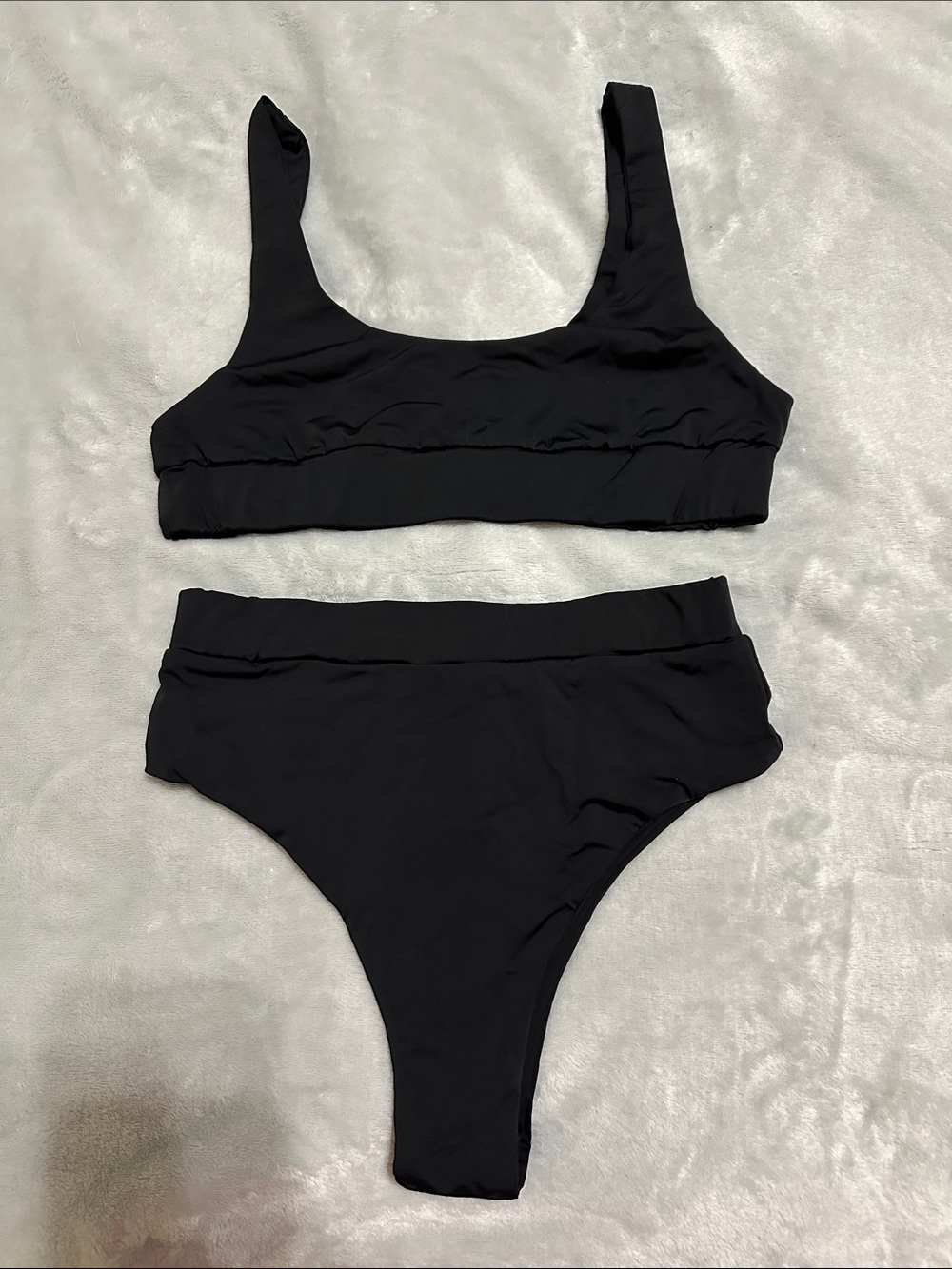 Everyday Black Scoop Bikini Top and High-Rise Bottoms